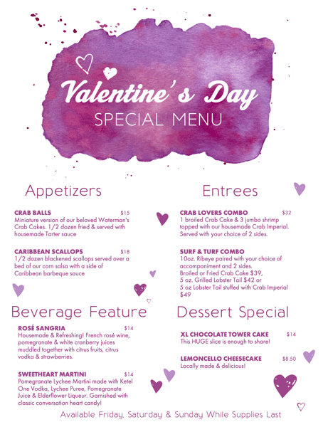 Valentines Menu