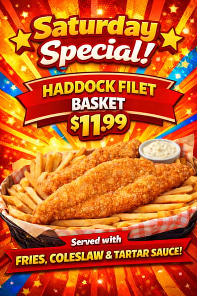 Saturday special haddock fillet basket