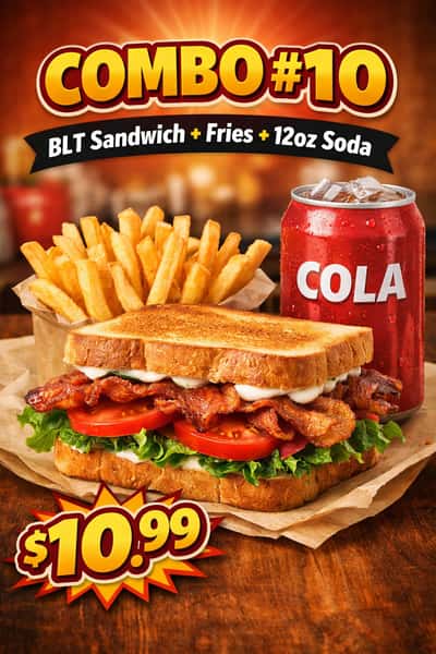 combo #10 blt sandwich + fries +12oz soda