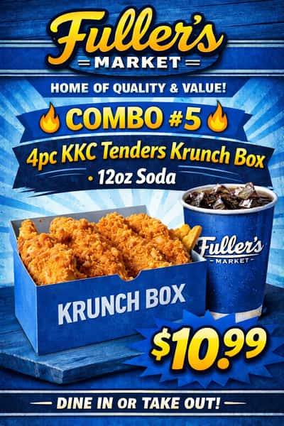 combo #5 4pc tender krunch box +12oz soda