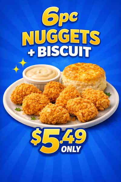 6PC CHICKEN NUGGETS + BISCUIT