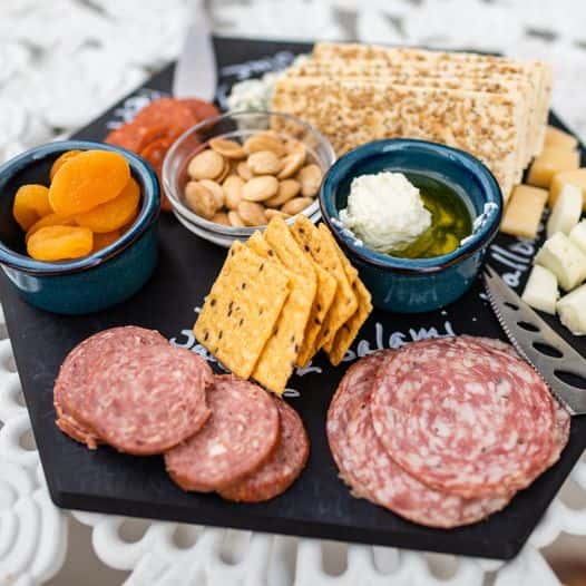 charcuterie items on a plate