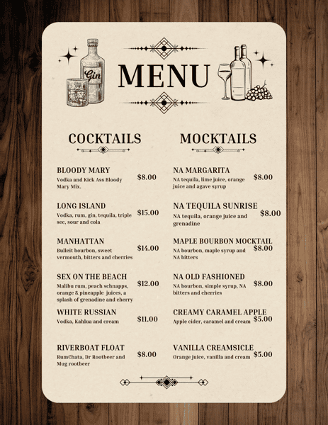 Cocktail Menu