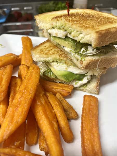 Pig and Fig panini with sweet potato fries