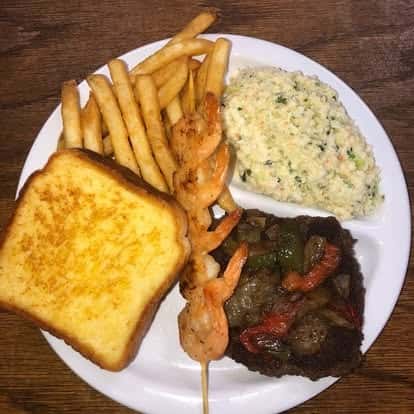 toast, meat, fries platter