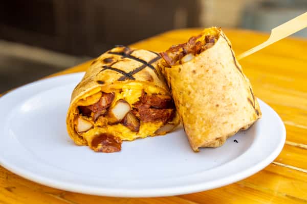Chorizo breakfast burrito 