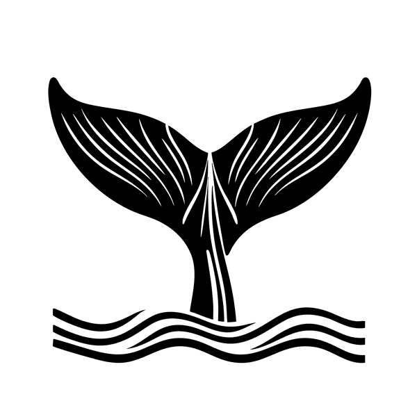 Illustration of a whale's tail going back into the water