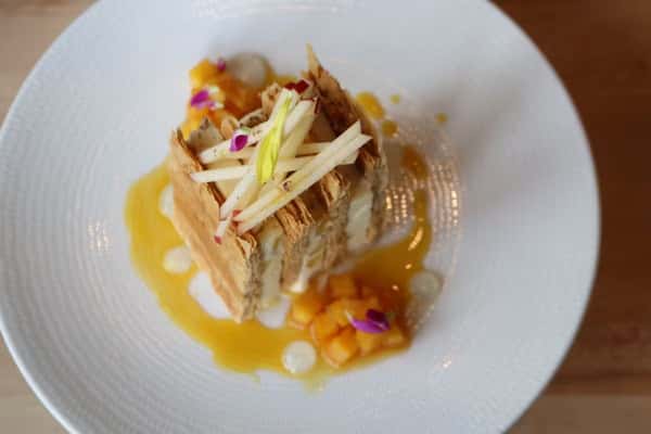 Apple Tart with caramelized apples and pastry crust, an elegant dessert at Zaranda Houston