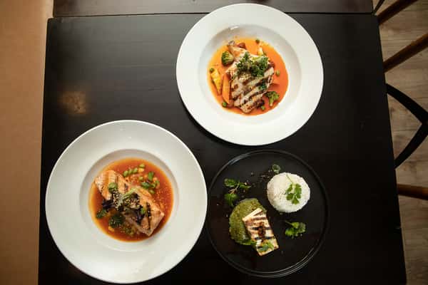 dishes on a table.