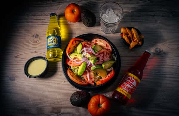 with tomatoes, lettuce, onions