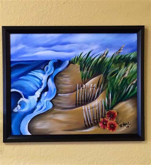 Local Art of sand dunes next to the ocean
