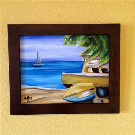 Local Art of boat next to the sea