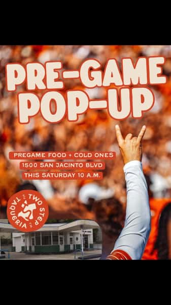 FIRST GAMEDAY ON SAN JAC.
Texas vs. Texas State

Pregame food + cold drinks

Saturday | 10 a.m.
15th & San Jac

#Longhorns #hookem🤘 #BurntOrange