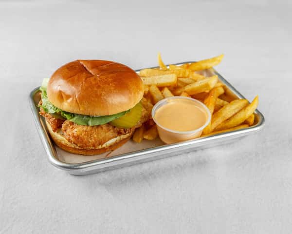 Chicken sandwich and fries