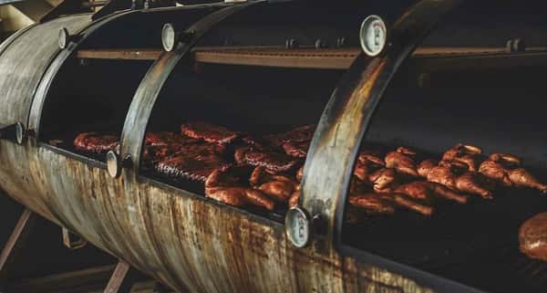 meat being smoked