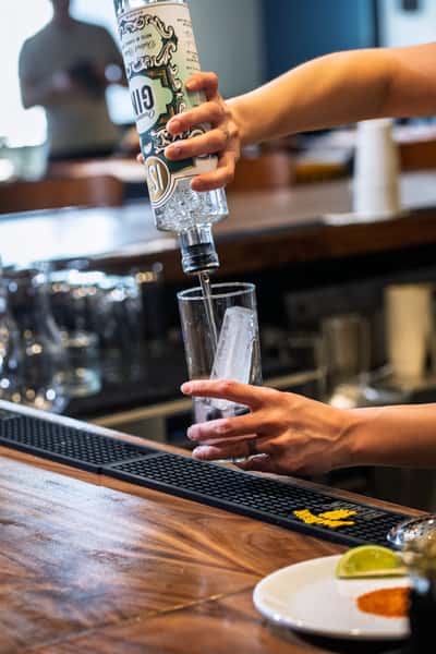 bartender serving drink