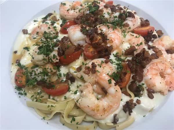 pasta with cooked shrimp