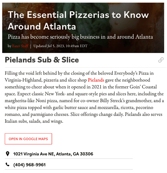 Pielands Named one of ATL's Essential Pizzerias