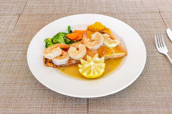 Grill Salmon with Shrimp