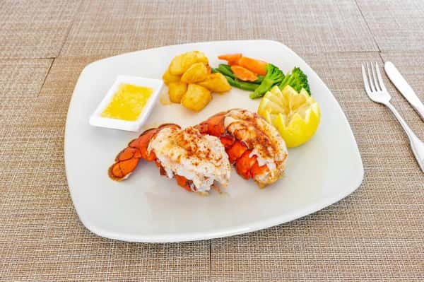 Lobster Tail Garlic and Oil Served with Vegetables
