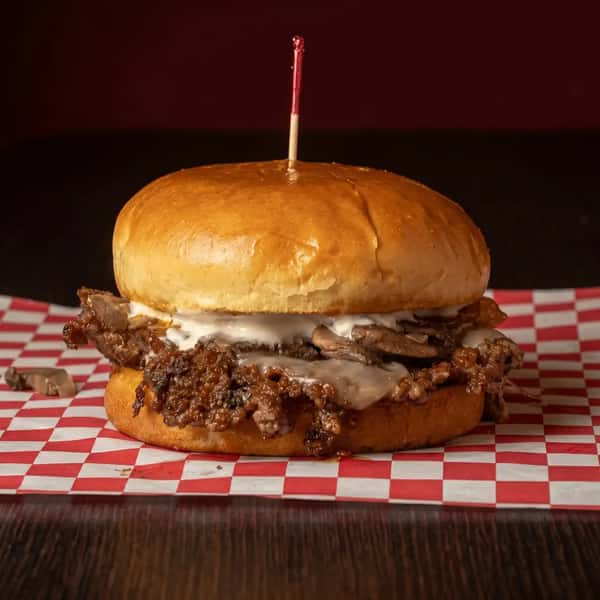 truffle smash burger with crispy beef patty and melted cheese on a toasted bun