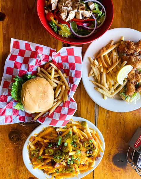 Burger, Fries, Steak