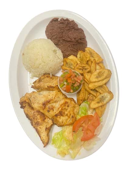 Pechuga Asada En Almuerzo( Arroz,frijol,tajada,ensalada Y Tortilla)