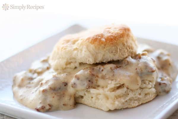 Creamed Chipped Beef or Sausage Gravy over Biscuits