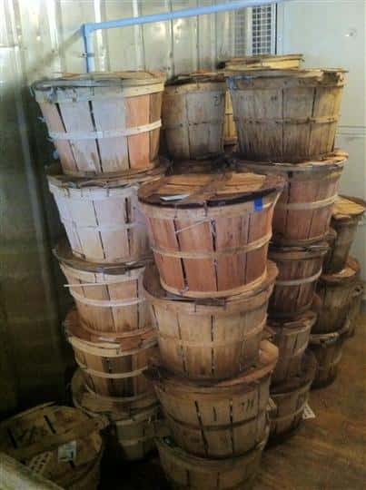 Wooden crab baskets
