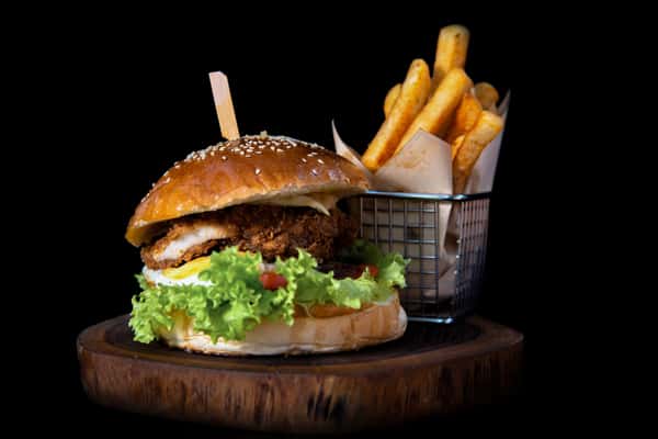 burger and fries