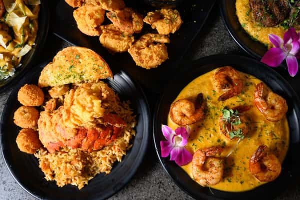Fried Lobster and Shrimp Grits