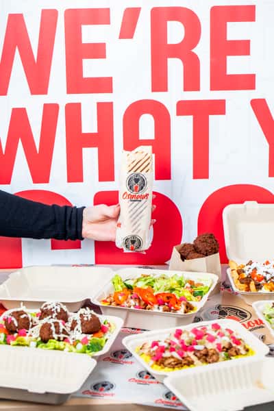 A spread of Osmow's food on a table