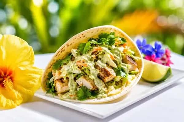Market Grilled Fish Taco w/ Lime Crema Sauce