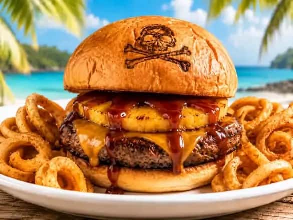 Maui pineapple Aloha Burger  1/2 pound of wagyu Beef