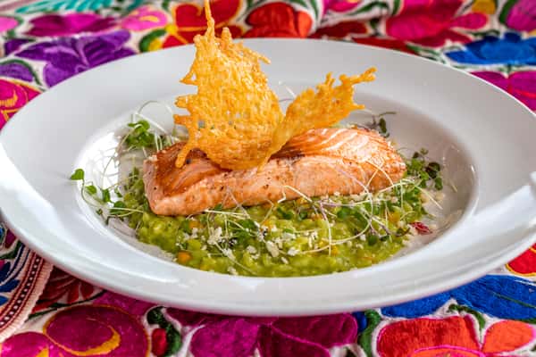 Salmon a la parrilla Risotto