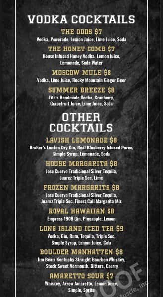 bar menu