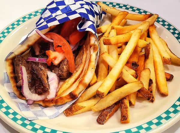 Tender Beef Pita Sandwich with Fries