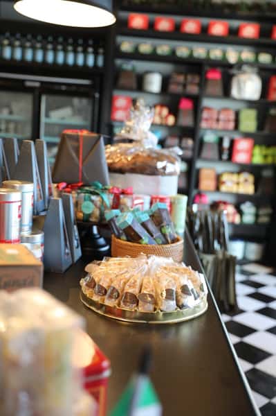 counter top with wrapped treats on display