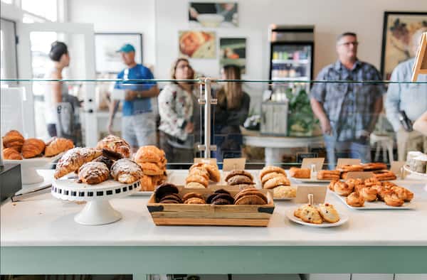 Table full of breakfast dishes