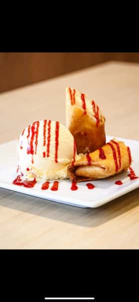 Fried Raspberry Cheesecake and Ice Cream