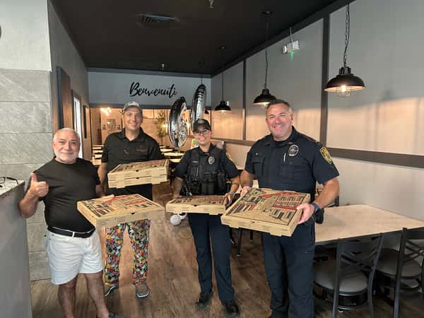 police and pizza