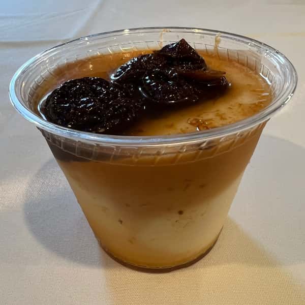 Coconut Flan with Prune Syrup Touch