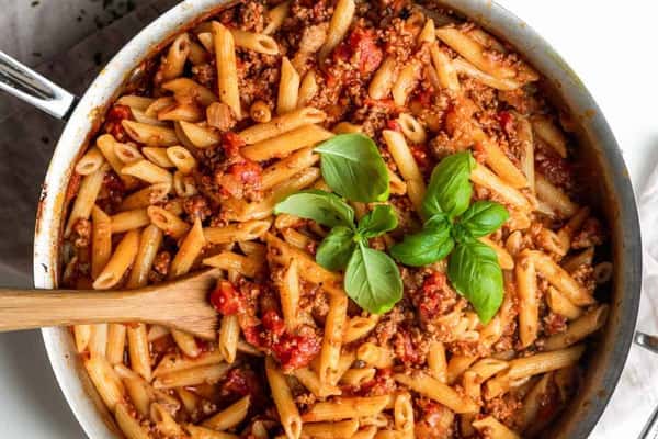Baked Penne Pasta with Meat Sauce (Serves 15-20)