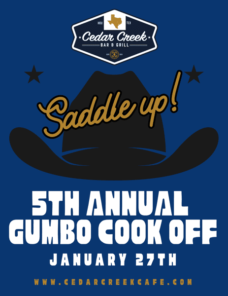 Annual Gumbo CookOff Cedar Creek Bar & Grill Bar & Grill in