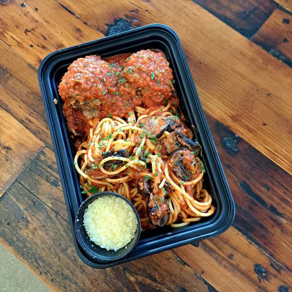 Spaghetti & Meatballs with Mushroom Marinara