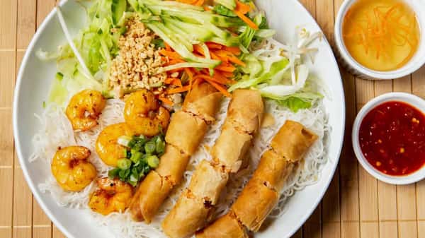 (56) Vermicelli with Spring Rolls & Charbroiled Shrimp
