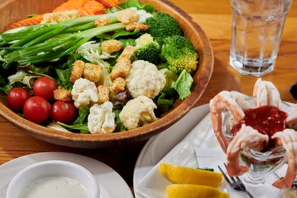 Salad and shrimp cocktail