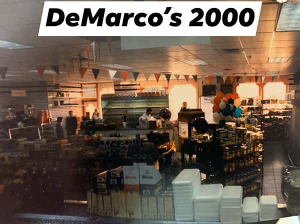 The inside of DeMarco's in 2000. Many shelves filled with products