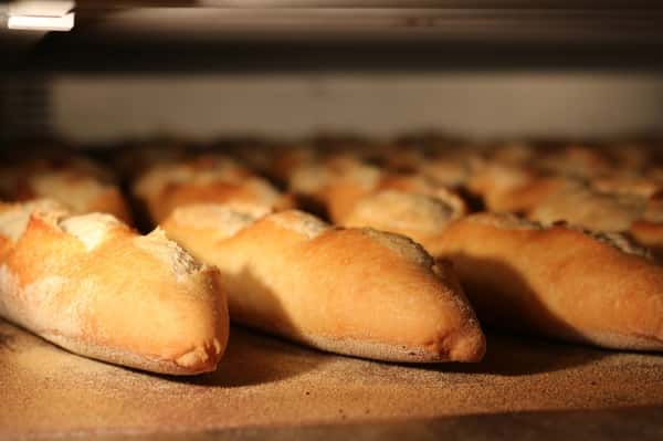 Italian bread cooking in the oven
