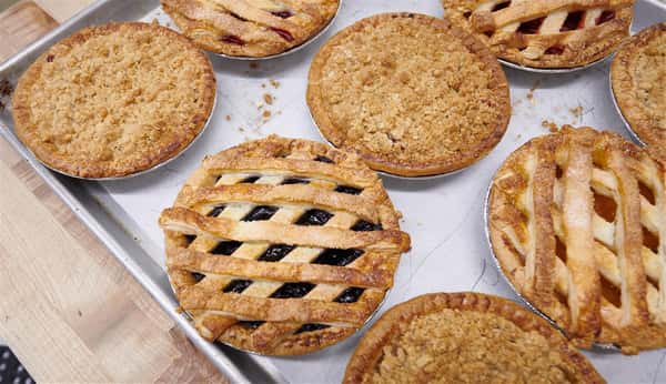 Assortment of pies on a tray